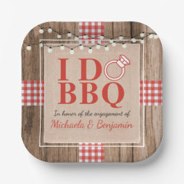Rustic I Do BBQ Verloving Feest Koppel Bruisbad Papieren Bordje