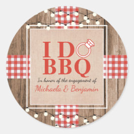 Rustic I Do BBQ Verloving Feest Koppels Bruisfeest Ronde Sticker