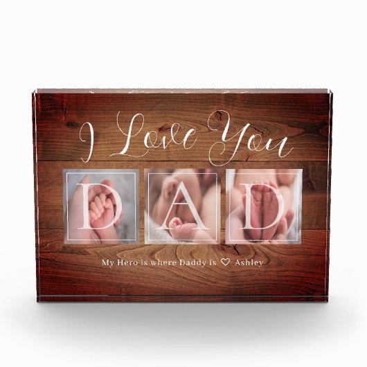Rustic I Love You Dad Photo Block Fotoblokken (Voorkant)