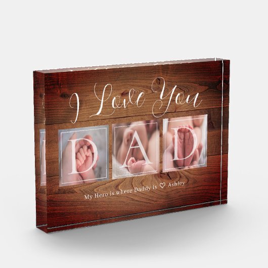 Rustic I Love You Dad Photo Block Fotoblokken (Links)