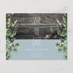 Rustic Icy Blue Foliage Wedding Save the Date Uitnodiging Briefkaart