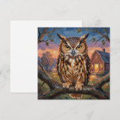 Rustic Impasto Great Horned Owl Blank (Voorkant / Achterkant)