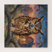 Rustic Impasto Great Horned Owl  Legpuzzel (Horizontaal)