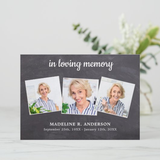 Rustic in liefhebbend geheugen 3 Fotosympathie beg Bedankkaart (Staand voorkant)