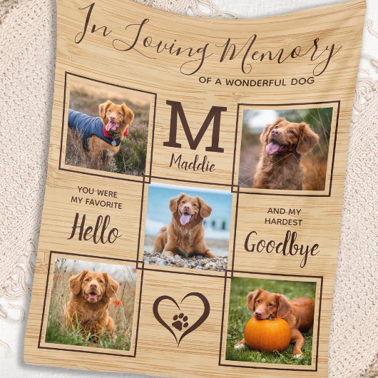 Rustic in Loing Memory Photo Collage Pet Memorial Fleece Deken