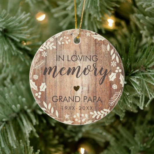 Rustic in Loving Memory Memorial Foto Keramisch Ornament (Boom)