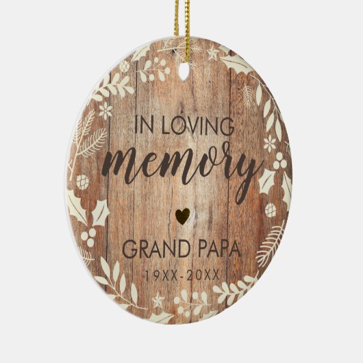 Rustic in Loving Memory Memorial Foto Keramisch Ornament (Rechts)