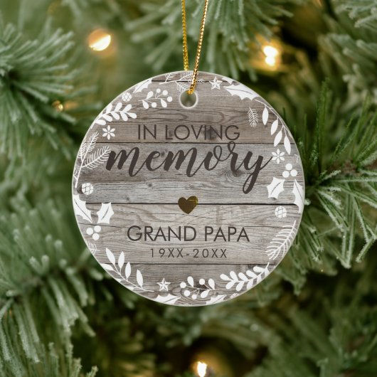 Rustic in Loving Memory Memorial Foto Keramisch Ornament (Boom)