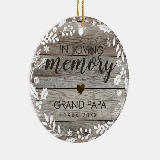 Rustic in Loving Memory Memorial Foto Keramisch Ornament (Rechts)