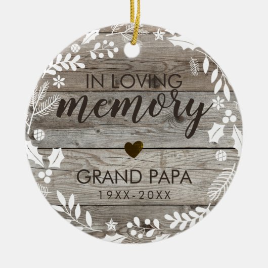 Rustic in Loving Memory Memorial Foto Keramisch Ornament (Voorkant)