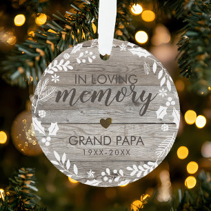Rustic in Loving Memory Memorial Foto Ornament