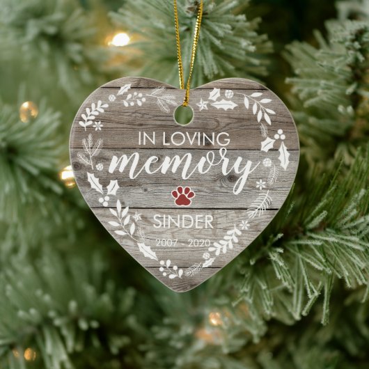 Rustic in Loving Memory PET Memorial Foto Keramisch Ornament (Boom)