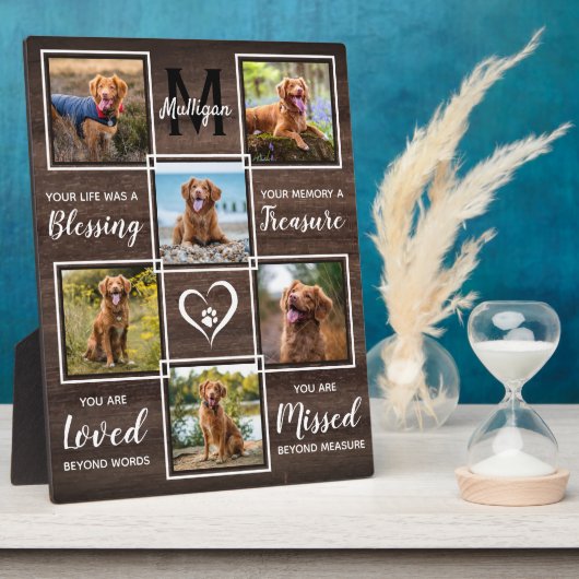 Rustic in Loving Memory Pet Memorial Photo Collage Fotoplaat (Zijkant)