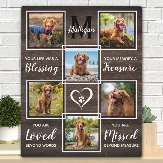 Rustic in Loving Memory Pet Memorial Photo Collage Fotoplaat