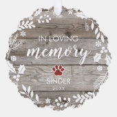 Rustic In Loving Memory PET Memorial Photo Ornament Kaart (Voorkant)