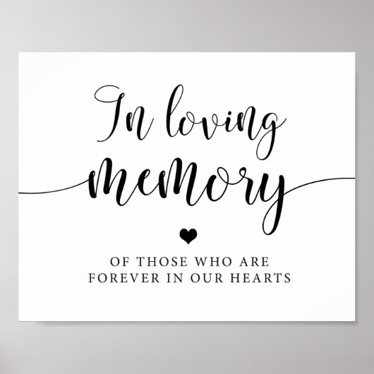 Rustic in Loving Memory Wedding Herembrance Sign Poster (Voorkant)