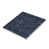 Rustic Indigo Blue Damask op gecrateerd hout Tegeltje (Zijkant)