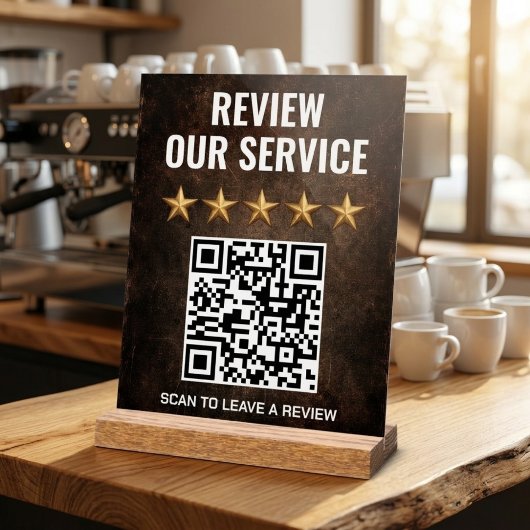Rustic Industrial QR-code review en feedback Acryl Bord