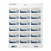 Rustic Ink Blue Navy Pine Bossen Mountain Adres Etiket (Full Sheet)