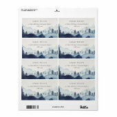 Rustic Ink Blue Navy Pine Bossen Mountain Adres Etiket (Full Sheet)