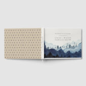 Rustic Ink Blue Navy Pine Bossen Mountain Weddensc Gastenboek (Volledig)