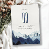 Rustic Ink Blue Navy Pine Bossen Mountain Weddensc Kaart