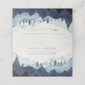 Rustic Ink Blue Navy Pine Bossen Mountain Weddensc Plaatskaartje (Buitenkant ongevouwen)