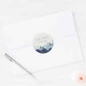 Rustic Ink Blue Navy Pine Bossen Mountain Weddensc Ronde Sticker (Envelop)