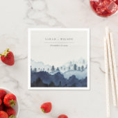 Rustic Ink Blue Navy Pine Bossen Mountain Weddensc Servet (Insitu)