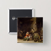 Rustic Interior Vierkante Button 5,1 Cm (Voorkant /achterkant)