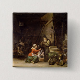 Rustic Interior Vierkante Button 5,1 Cm