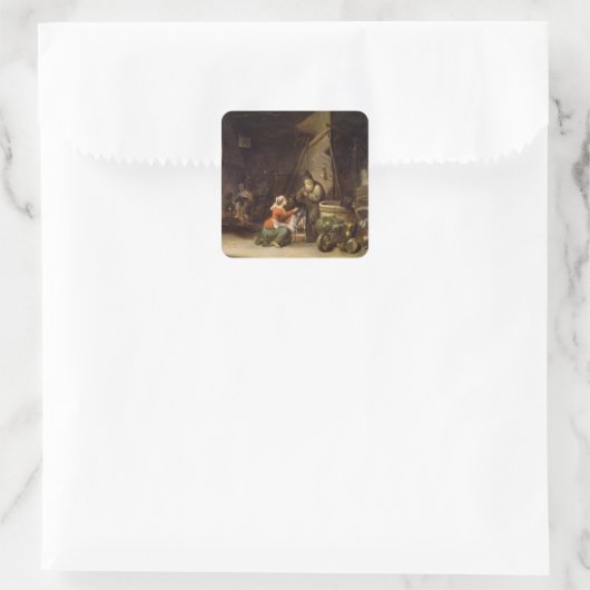 Rustic Interior Vierkante Sticker (Tas)