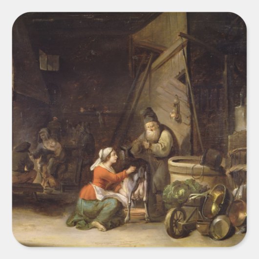 Rustic Interior Vierkante Sticker (Voorkant)