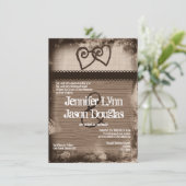 Rustic Intertwined Hearts Wedding Invitations Kaart (Staand voorkant)