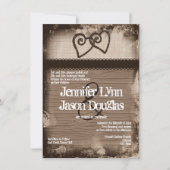 Rustic Intertwined Hearts Wedding Invitations Kaart (Voorkant)