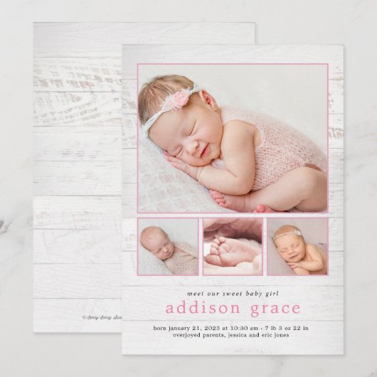 Rustic Introduction Baby Birth Notice Feestdagenkaart (Voorkant / Achterkant)