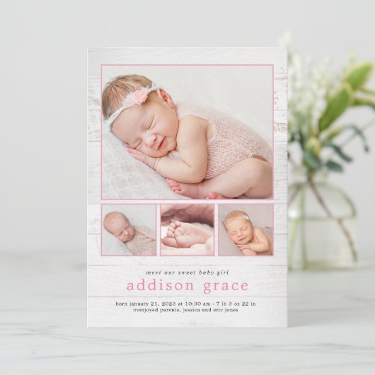 Rustic Introduction Baby Birth Notice Feestdagenkaart (Staand voorkant)