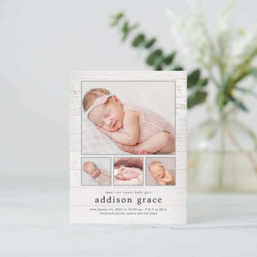 Rustic Introduction Birth Announcement Briefkaart (Staand voorkant)