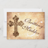 Rustic Iron Cross Distress Wedding Invitations Kaart (Achterkant)