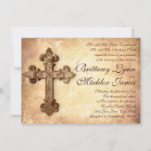 Rustic Iron Cross Distress Wedding Invitations Kaart (Voorkant)