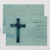 Rustic Iron Cross Wedding Invitations Kaart (Voorkant / Achterkant)