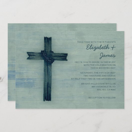 Rustic Iron Cross Wedding Invitations Kaart (Voorkant / Achterkant)