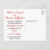 Rustic is net getrouwd met Red Gingham checkt brui Aankondigingskaart (Achterkant)