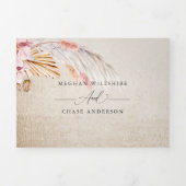 Rustic Ivory Blush Pampas Grass  Tri Fold Drieluik Uitnodiging (Cover)