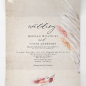 Rustic Ivory Blush Pampas Grass  Tri Fold Drieluik Uitnodiging (Binnenkant midden)