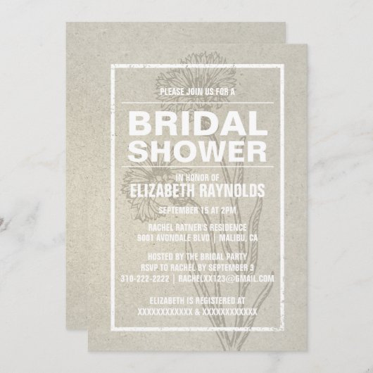 Rustic Ivory Bridal Shower-uitnodigingen Kaart (Voorkant / Achterkant)