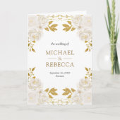 Rustic Ivory Floral Gold Glitter QR Code Wedding (Voorkant)