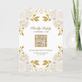 Rustic Ivory Floral Gold Glitter QR Code Wedding (Achterkant)