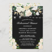 Rustic Ivory Floral String Lights Rehearsal Dinner Kaart (Voorkant / Achterkant)