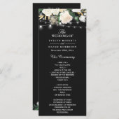 Rustic Ivory Floral String Lights Wedding Programm Programmakaart (Voorkant / Achterkant)